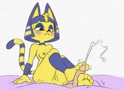 4_toes animal_crossing ankha ankha_(animal_crossing) anthro blush bodily_fluids breasts cum domestic_cat edit ejaculation feet felid feline felis female foot_fetish foot_play footjob genital_fluids genitals hotbrotkuroi male male/female mammal nintendo nipples nude pussy sex toes video_games