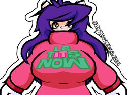 cute evelyn_yashiro female female_focus female_only hotchocomilkies purple_hair safe solo solo_female sweater