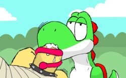 16:10 accessory anthro auroraki balls big_dom_small_sub big_penis bodily_fluids bowser cock_ring cum cum_in_mouth cum_inside duo erection genital_fluids genitals green_body green_yoshi hi_res humanoid_genitalia humanoid_penis jewelry koopa long_tongue male male/male male_only mario_(series) nintendo oral oral_penetration orange_body penetration penis penis_accessory penis_jewelry protagonistsub_antagonistdom scalie sex simple_background small_sub_big_dom tongue tongue_out tonguejob video_games widescreen yoshi