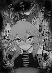 1boy 1girls :>= animal_ears big_breasts big_penis black_and_white blowjob blush breasts censored dark-skinned_male dark_skin detailed_background drooling eyelashes fate/extra fate/grand_order fate_(series) fellatio female fox_girl heart heart-shaped_pupils humanoid indoor inside interracial interspecies kurotama looking_at_viewer male male_pov marking oral oral_sex penis room saliva scarf shiny shiny_skin short_hair sketch sound_effects squatting sweat tamamo_no_mae_(fate) text tongue tongue_out vein veins veiny veiny_penis