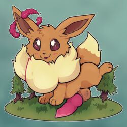 1:1 animal_genitalia animal_penis canine_penis eevee feral feralsoren fluffy genitals gigantamax_eevee gigantamax_pokémon knot macro male nintendo penis pokémon_(species) pokemon presenting presenting_penis solo video_games