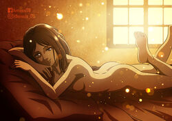 1girls attack_on_titan completely_nude completely_nude_female lying_on_bed lying_on_stomach nemesis179 nude nude_female on_bed pieck_finger posing_for_the_viewer seductive shingeki_no_kyojin solo_female the_pose