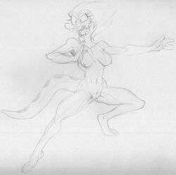 2021 2_toes 4_fingers amphibia amphibia_(series) amphibian anthro breasts disney feet female fingers general_yunan hair long_tail monochrome navel newt nipples non-mammal_breasts nude open_mouth open_smile salamander_(amphibian) sbshouseofpancakes sharp_teeth short_hair small_breasts smile smooth_skin spots teeth toes tongue traditional_media_(artwork) yunan