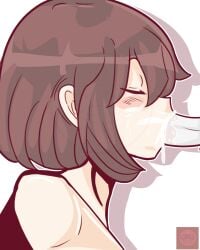 asriel_dreemurr blowjob blowjob_face brown_hair chara cum demon demon_girl fellatio human satisfaction sexually_suggestive theninjadark undertale undertale_(series) undertale_fanfiction