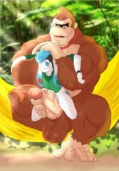 anthro balls bara bonicfan123 donkey_kong donkey_kong_(series) flufflecraft footjob frottage furry gay gorilla male male_only muscles muscular nintendo penis self_footjob