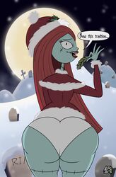 altzegoz_(artist) ass ass_expansion big_ass big_breasts big_butt black_eyes bottom_heavy bubble_ass bubble_butt christmas christmas_outfit cute disney fat_ass fat_butt female female_only huge_ass huge_butt large_ass large_butt lipstick looking_at_viewer looking_back mistletoe monster_girl nightmare_before_christmas panties pantyshot red_hair red_lipstick sally_(the_nightmare_before_christmas) seducing seductive sideboob solo stitches thick_ass thick_thighs turquoise_skin undead underwear upskirt white_panties wide_hips