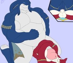 anthro balls bayron_(artist) big_penis blue_body boner breath_of_the_wild carpet_shark cowgirl_position duo embrace erection father father_and_child father_and_son fin fish from_front_position genitals ground_shark hammerhead_shark hi_res hug incest king_dorephan larger_male male male/male male_only marine musclegut muscular nintendo nude on_bottom on_top overweight overweight_male parent parent_and_child penetration penis penis_hug prince_sidon red_body scar sex shark sidon_(zelda) size_difference small_dom_big_sub smile son the_legend_of_zelda video_games whale_shark yaoi yellow_eyes zora