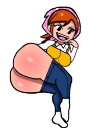 ass big_ass cooking_mama female female_only jeans looking_at_viewer mama_(cooking_mama) milf mob_face mooning pants_down shiftymermaid socks solo