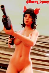 breasts female female_only fortnite fortnite:_battle_royale holding_weapon horny_lynxy red_eyes skye_(fortnite)