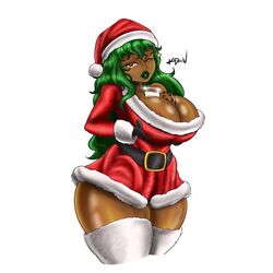 1girls breasts brown_body brown_skin busty christmas cleavage clothing dark-skinned_female dark_skin female hair hips hourglass_figure jcache kidnikee legs lips lipstick mature mature_female thick_legs thick_thighs thighs thin_waist voluptuous waist wide_hips