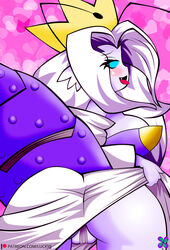 1girls ahe_gao antennae blue_eyes bottomless empress_siren flashing lucky_jj monster_girl partially_nude pussy shantae shantae_and_the_seven_sirens skirt smooth_skin vagina white_hair white_skin