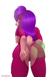 absurd_res anthro anus ass blue_eyes dishka fart female genitals hair hare hi_res lagomorph leporid looking_at_viewer mammal melody_(lolodepuzlo) nude presenting presenting_anus presenting_pussy purple_hair pussy rabbit slightly_chubby solo spread_butt spreading