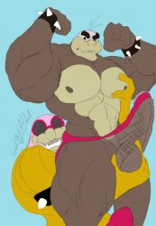 2018 abs anthro bald ball_fondling ball_grab ball_grasp balls bara biceps big_balls big_penis bracelet brand_parody brown_body claws clothing colored duo edit erection eyebrows eyewear fingers fondling gay genitals hair huge_balls humanoid_genitalia humanoid_penis jewelry jockstrap koopa koopaling looking_at_viewer male male/male male_only mangosha_ke mangoshake mario_(series) morton_koopa_jr. muscular muscular_anthro muscular_male nintendo nipples nude open_mouth pec_grasp pecs penis pink_eyewear pink_head pink_sunglasses pose roy_koopa scalie sex simple_background smile spiked_bracelet spikes sunglasses teeth text thick_eyebrows underwear video_games watermark yellow_body