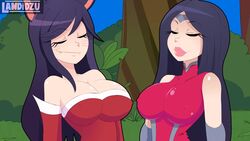 1boy 2girls ahri animated big_breasts cum cum_in_pussy cum_inside cum_on_body doggy_style ffm_threesome from_behind irelia_xan kassioppiava landidzu large_ass league_of_legends light-skinned_female light_skin long_video longer_than_one_minute pale-skinned_male pale_skin rengar sandwiched sound threesome video