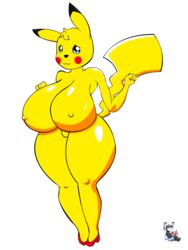 anthro blue_eyes breasts female furry huge_breasts miawmiaw72 mouse nintendo nipples pikachu platform_heels pokemon pokemon_rgby shoes shoes_only solo tail transparent_background wide_hips