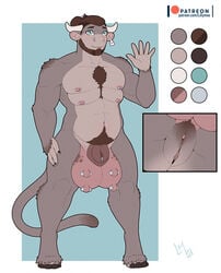 1boy animal_genitalia anthro balls bovid bovine cattle cuntboy cuntboy_only digitigrade ear_tag full-package_cuntboy genitals haplorhine herm hermaphrodite hi_res horn hybrid intersex lillymoo male male_only maleherm mammal monkey multi_genitalia multi_nipple multi_pec muscular muscular_male nipple_piercing nipples nude penis piercing primate pussy sheath solo standing teats udder_balls udders