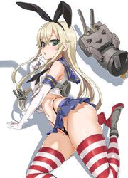 >_< 1other :o absurdres anchor anchor_hair_ornament arm_support asanagi ass bangs bare_shoulders black_hairband black_neckerchief black_panties black_ribbon blonde_hair blue_sailor_collar blue_skirt blush breasts buttons commission crop_top crossed_bangs elbow_gloves eyebrows_visible_through_hair fantia_reward feet_out_of_frame female finger_to_mouth from_above g-string gloves green_eyes groin hair_between_eyes hair_ornament hair_ribbon hairband hand_up high_waisted_thong highleg highleg_panties highres horizontal_stripes kantai_collection lips long_hair looking_at_viewer lying microskirt midriff navel neckerchief on_side paid_reward panties partially_visible_vulva pleated_skirt red_legwear rensouhou-chan ribbon rudder_footwear sailor_collar shadow shimakaze_(kantai_collection) short_eyebrows sidelocks simple_background skeb_commission skindentation skirt sleeveless small_breasts stomach string_panties striped striped_legwear thick_thighs thighhighs thighs thong tsurime two-tone_legwear underwear white_background white_gloves white_legwear wide_hips young