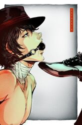 2boys ball_gag bottom_dazai bsd bungo_stray_dogs bungou_stray_dogs cathexis_art chuuya_nakahara color colored cute_male dazai_osamu drool drooling foot_on_face gag gagged hat looking_up male male_only males_only malesub nakahara_chuuya nipples osamu_dazai saliva seductive seductive_look shoes shoes_on solo_focus soukoku submissive submissive_male yaoi