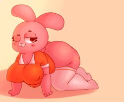 aged_up anais_watterson anormaluser anthro ass big_breasts bottomless breasts cartoon_network clothed clothing nipple_outline rabbit the_amazing_world_of_gumball