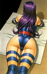 ai_art ai_generated hips laying laying_down marvel marvel_rivals marvel_vs._capcom marvel_vs._capcom_2 psylocke purple_hair round_ass round_butt x-men