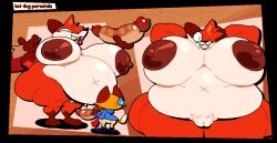 16:9 2025 3_toes 4_fingers anthro areola ass balls belly big_areola big_belly big_breasts big_butt black_border black_clothing black_eyes black_footwear black_nose black_shoes blep blue_clothing blue_shirt blue_topwear bodily_fluids border bottomwear breasts brew_dafox_(superiorfox) brown_areola brown_background brown_body brown_ears brown_fur brown_markings brown_nipples canid canine cheek_tuft clothing colored cute_fangs digital_drawing_(artwork) digital_media_(artwork) dipstick_tail duo english_text facial_tuft fangs feet female female_focus fingers food footwear fox front_view fur genitals glistening glistening_areola glistening_belly glistening_body glistening_breasts glistening_butt glistening_genitalia glistening_hair glistening_nipples glistening_skin glistening_thighs glistening_vulva gloves_(marking) gravy_dafox_(superiorfox) hair hands_behind_head hanging_belly holding_food holding_object hot_dog huge_areola huge_belly huge_breasts huge_butt huge_thighs ketchup larger_anthro larger_female leg_markings light lighting male male/female mammal markings meat multicolored_body multicolored_fur multiple_images navel necktie nipples nude obese obese_anthro obese_female open_mouth orange_body orange_fur orange_tail overweight overweight_anthro overweight_female pants presenting pupils red_body red_fur red_hair red_necktie red_tail red_tongue sausage shaded shirt simple_background size_difference slit_pupils smaller_anthro smaller_male snout socks_(marking) solo_focus standing superiorfox sweat sweatdrop tail tail_markings tan_bottomwear tan_clothing tan_pants teeth text thick_thighs toes tongue tongue_out topwear true_fox tuft two_tone_body two_tone_fur two_tone_tail vulva white_body white_fur white_sclera white_skin white_tail_tip wide_hips widescreen x_navel