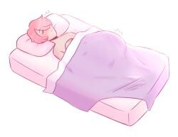 1boy androgynous belly_expansion belly_inflation blanket inflation inflation_sequence light-skinned_male light_skin male male_inflation male_only mattress mattress_on_floor pink_hair poff_(puffpoff) puffpoff sequence shirtless shirtless_(male) shirtless_male sleeping swelling swelling_belly twink
