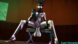 black_body black_hair black_nose breasts cumterrorist dangling_testicles erect_penis five_nights_at_freddy's five_nights_at_freddy's_2 futa_only futanari green_eyes heavy_balls horsecock intersex living_room mangle_(fnaf) natasha nipple_piercing nipples original_character penis red_cheeks red_lips sitting_down solo source_filmmaker tree white_sleeves window