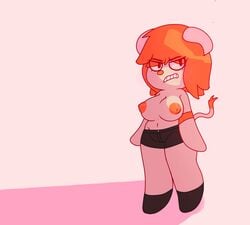 anormaluser breasts cartoon_network clothed clothing female horns jamie_(tawog) orange_hair the_amazing_world_of_gumball topless