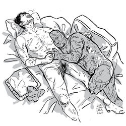 2021 bed boba_fett cuntboy din_djarin greyscale intersex laying_down laying_on_back laying_on_bed laying_on_side mandalorian monochrome naked nim-lock_(artist) nipple nipples nude nude_male pillow pubic_hair scar scars scars_all_over simple_background sleeping star_wars the_mandalorian vagina