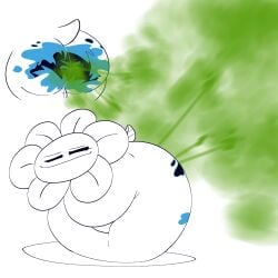 1:1 armless ass avian balls bodily_fluids butt_focus butt_shot closed_eyes dialogue digital_media_(artwork) duo elemental_creature fart fart_cloud fart_fetish fart_torture farting_on_another farting_on_face female flattened flattening_fetish flora_fauna flowey_the_flower fused_legs genitals green_fart green_gas hi_res male male/female martlet_(zenith_form) plant simple_background speech_bubble tail tears ti-ling undertale undertale_(series) undertale_yellow white_background wide_hips