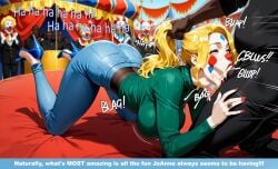 ai_generated blowbang blowjob cfnm circus clothed_blowjob clown_girl cum_in_mouth deepthroat joanne_gagen