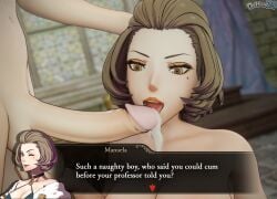 1boy 1girls 3d armpit_crease bare_armpits bare_shoulders beauty_mark breasts brown_eyes brown_hair caress caressing_testicles collarbone completely_nude cum dochaunt24 english_text eyeshadow fellatio female female_focus femdom fire_emblem fire_emblem:_three_houses groping hand_on_another's_head happy_dom large_breasts licking_penis light-skinned_female light-skinned_male light_skin lipstick makeup male malesub manuela_casagranda mole mole_under_eye nail_polish nintendo nude nude_female open_mouth oral orange_eyeshadow orange_lips orange_lipstick penis penis_lick premature_ejaculation red_nails reward sex short_hair shoulders smile student table teacher teacher_and_student testicle_grab text text_box tongue tongue_out uncensored window