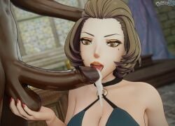 1boy 1girls 3d armpit_crease bare_armpits bare_shoulders beauty_mark breasts brown_eyes brown_hair caress caressing_testicles cleavage collarbone cum dark-skinned_male dark_skin dochaunt24 dress eyeshadow fellatio female female_focus fire_emblem fire_emblem:_three_houses green_dress groping hand_on_another's_head interracial large_breasts licking_penis light-skinned_female light_skin lipstick makeup male manuela_casagranda mole mole_under_eye nail_polish nintendo o-ring o-ring_top open_mouth oral orange_eyeshadow orange_lips orange_lipstick penis penis_lick red_nails reward sex short_hair shoulders sideboob smile student table teacher teacher_and_student testicle_grab textless_version tongue tongue_out uncensored window