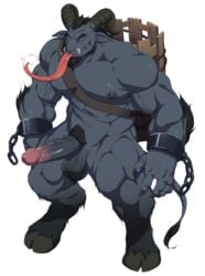 1boy 2021 abs alpha_channel anthro backpack balls beard biceps big_balls big_muscles big_penis bodily_fluids boss_monster bovid caprine caprine_demon chains claws cuff_(restraint) demon erection eyebrows facial_hair fur genitals hair handcuffs hooves horn huge_cock huge_muscles humanoid_genitalia humanoid_penis humanoid_pointy_ears krampus long_tongue looking_at_viewer lustful_desires male male_only mammal metal_cuffs muscular muscular_anthro muscular_male navel nipples nude pecs penis pubes quads restraints saliva simple_background smile solo standing straps tongue tongue_out transparent_background tuft tusks veiny_muscles veiny_penis zoroj