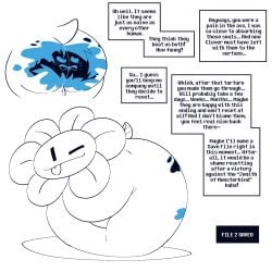 1:1 armless ass avian balls bodily_fluids butt_focus butt_shot dialogue digital_media_(artwork) duo elemental_creature female flattened flattening_fetish flora_fauna flowey_the_flower fused_legs gameplay_mechanics genitals hi_res male male/female martlet_(zenith_form) one_eye_closed plant simple_background speech_bubble tail tears ti-ling tongue tongue_out undertale undertale_(series) undertale_yellow white_background wide_hips wink