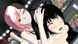 16:9 3d ahe_gao audience black_hair blake_belladonna breasts crowd faunus feet female futanari headlock heterochromia human koikatsu long_hair multicolored_hair multiple_girls neo_(rwby) nipples nude public rape rwby sex sfmslayer smug source_filmmaker stadium