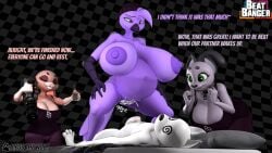3d 3d_render after_sex beat_banger bloated_belly breasts_bigger_than_head bunfan_games cathy_smith diegothewolf elaine_claire high_quality high_resolution large_breasts purple_nipples stomach_bulge tagme tired_male tits_bigger_than_head zoe_monroe