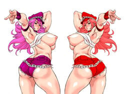 2girls areolae armpits ass big_breasts breasts breasts_out busty capcom edit erect_nipples female final_fight hourglass_figure long_hair maximum_strike_edit millefeuille multiple_girls nipples pink_hair poison_(final_fight) pose posing red_hair roxy_(final_fight) sideboob third-party_edit wide_hips