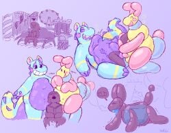 absorption_vore absurd_res ambiguous_gender amusement_park amusement_ride animal_genitalia animal_penis animate_inanimate anthro balloon_animal bedroom_eyes bench blue_body blue_cum blush bodily_fluids bubble_(kevlarcaviar) buddy_(vexedcalyx) canid canine canine_genitalia canine_penis cheek_spots claw_fingers claws colored colored_cum cum digital_drawing_(artwork) digital_media_(artwork) dragon erection ferris_wheel finger_claws genital_fluids genitals group group_sex hair head_markings hi_res hippopotamid human hybrid inflatable interspecies living_inflatable male male/male male_penetrating mammal markings mythological_creature mythological_scalie mythology narrowed_eyes overweight overweight_male penetration penile penis roller_coaster scalie scutes seductive segmented_body segmented_legs segmented_tail sex simple_background size_difference smile star_(marking) striped_markings striped_tail stripes tail tail_markings tail_motion tailwag thick_tail threesome transformation translucent trash_can trio unusual_bodily_fluids unusual_cum unusual_genital_fluids vexedcalyx vore