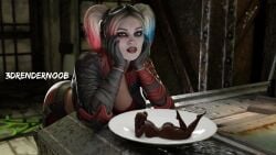 3drendernoob chocolate colored_hair dc_comics female harley_quinn harley_quinn_(injustice) solo_female twintails valentine