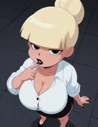 ai_generated baby_doll business_woman dc dc_comics dcau female female_focus large_breasts looking_at_viewer mary_dahl mary_louise_dahl short_skirt shortstack tagme voluptuous wide_hips