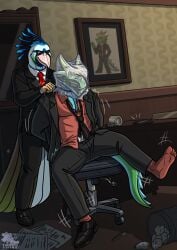 absurd_res asphyxiation avian bad_end bagging bird bondage bound breath_play celadon_vian clothing cyril_delaney death disheveled dragon execution footwear galliform gore hi_res kicking_legs male male/male male_only messy_clothing mythological_creature mythological_scalie mythology office one_shoe_on peafowl peril phasianid plastic_bag ringing_phone scalie shibemangle shoes snuff story story_in_description struggling tied_to_chair
