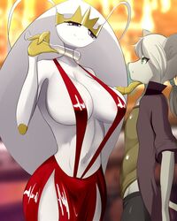 alcohol anthro bug character_request cleavage dress female furry nintendo original original_character pheromosa pokémon_(species) pokemon pokemon_(species) sana!rpg seductive seductive_eyes seductive_look seductive_smile