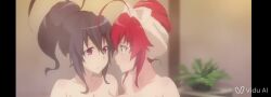 2girls ai_generated akeno_himejima animated bathing bathing_together big_breasts female female_only french_kiss girlfriends high_school_dxd hot_spring lesbian_couple lesbian_kiss lesbian_sex mp4 naked no_sound nude nude_female onsen rias_gremory shared_bathing tagme video voluptuous_female wife_and_wife yuri