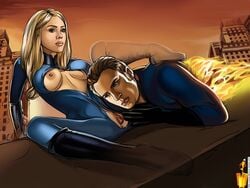 1boy 1girls blonde_hair breasts brother_and_sister celebrity chris_evans famous_comics fantastic_four fantastic_four_(2000s) female human human_only human_torch incest invisible_woman jessica_alba johnny_storm male marvel nipples pussy spread_legs straight sue_storm