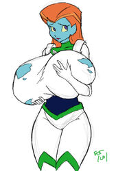 1girls 2d 5_fingers alien alternate_breast_size ass belly big_ass big_breasts big_butt blue-skinned_female blue_skin breast_expansion breast_grab breast_hold breasts breasts_bigger_than_head butt buzz_lightyear_of_star_command clothed clothes clothing disney eyebrows eyelashes female female_only hips huge_breasts humanoid large_ass large_breasts large_butt lips mira_nova orange_hair simple_background solo solo_female standing thick thick_ass thick_thighs thighs torn_clothes torn_clothing voluptuous wardrobe_malfunction watermark white_background wide_hips