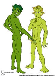 2boys abs alien artist_request ass balls beast_boy boner colored crossover dc dc_comics english_text erect_penis erection gay green_skin handmade_films ilion_animation_studios lem_korplog male male_only nude penis planet_51 simple_background straight_hair tagme teen_titans text tristar_pictures white_background yaoi