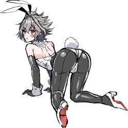 1boy armwear black_armwear bunnysuit fake_animal_ears fate_(series) femboy footwear haoro male male_only sieg_(fate/apocrypha) solo