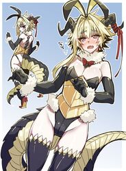 1boy bottomwear clothing fate_(series) femboy haoro horns legwear male male_only sieg_(fate/apocrypha) solo tail topwear