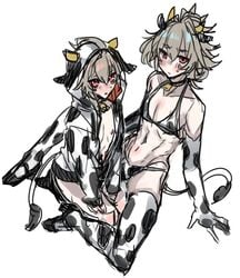 1boy 2boys armwear bikini cow_bikini fate_(series) femboy haoro legwear male male_only selfcest sieg_(fate/apocrypha) solo tail topwear